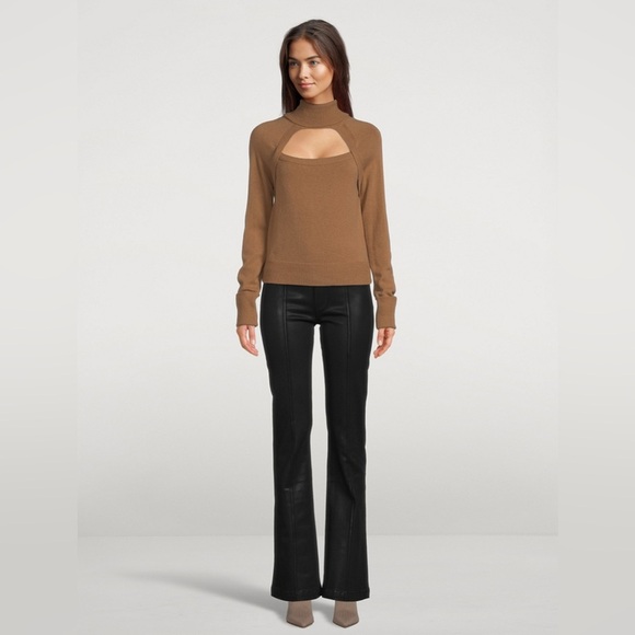 NWT PAIGE Designer Brown Camel Cherise Keyhole Turtleneck Sweater Size Medium - Picture 6 of 11